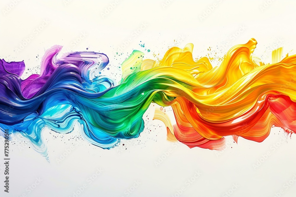 Rainbow hues melting, vibrant streaks isolated on white background Rainbow hues melting, vibrant streaks isolated on white background