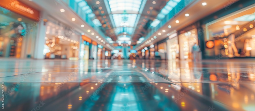 A busy mall with numerous people walking around A busy mall with numerous people walking around