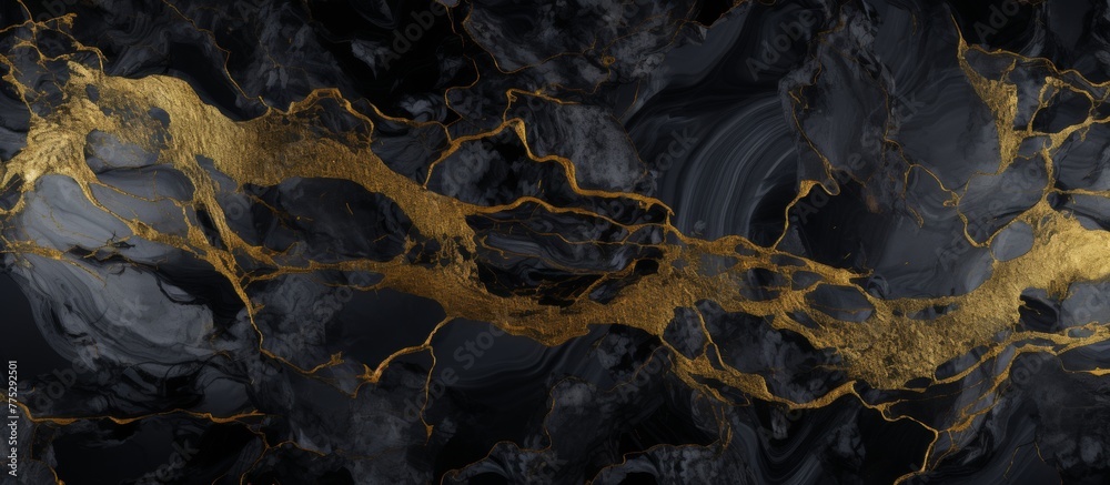 A sophisticated piece of black and gold marble enhanced with exquisite golden foiling details