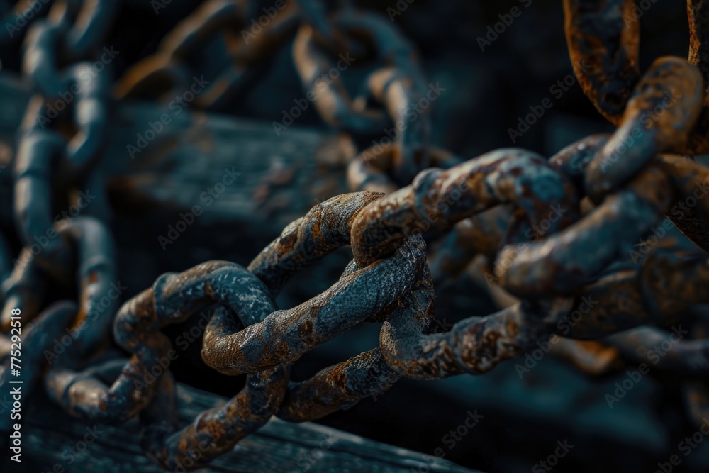 A close up view of rusty chains, suitable for industrial concepts A close up view of rusty chains, suitable for industrial concepts