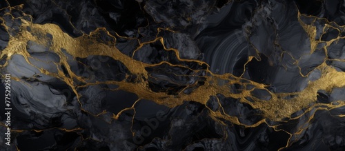 A sophisticated piece of black and gold marble enhanced with exquisite golden foiling details