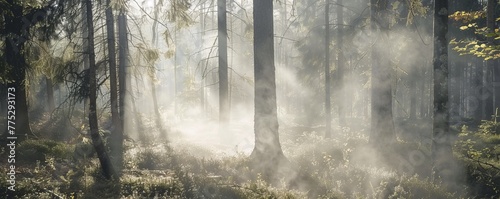 fog in the forest landscape.