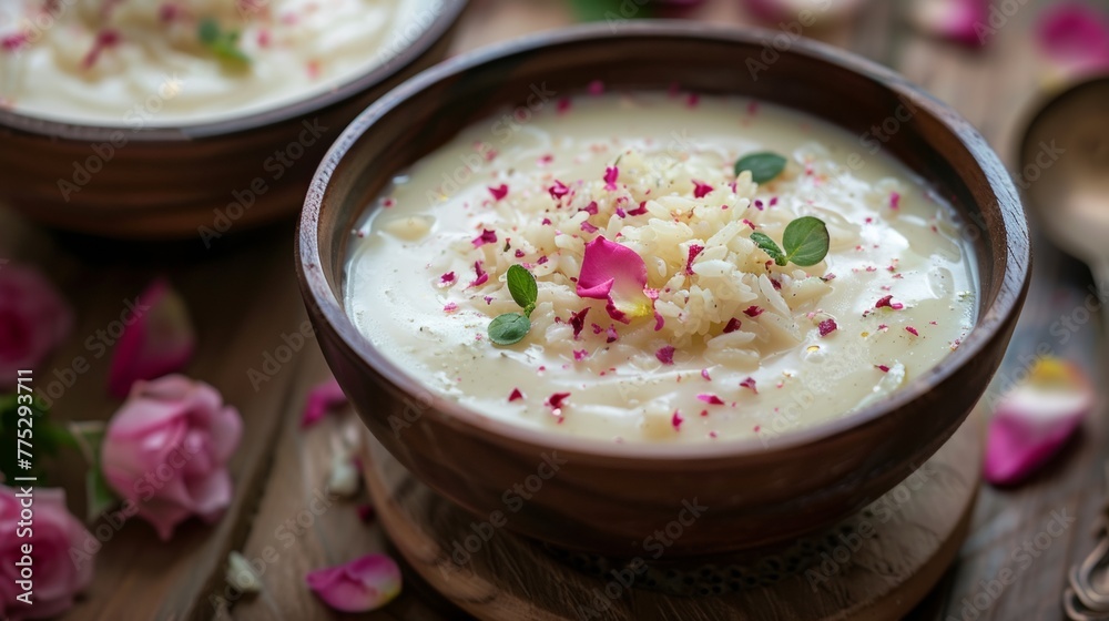 Egyptian dish of Roses by zeb laban, rice and milk pudding Egyptian dish of Roses by zeb laban, rice and milk pudding