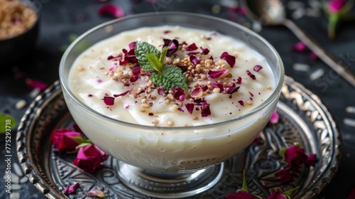 Fototapeta Naklejka Na Ścianę i Meble -  Egyptian dish of Roses by zeb laban, rice and milk pudding
