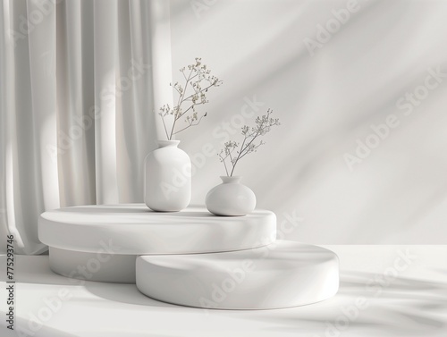 Elegant podium emphasizes simplicity. The products,Ai generats