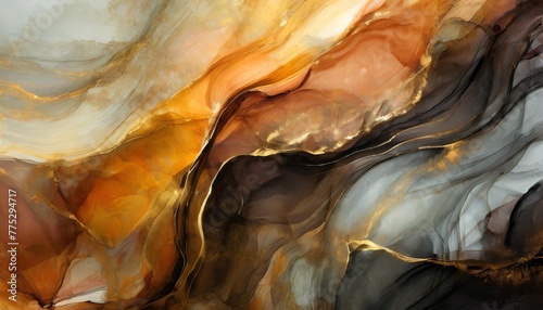 natural luxury abstract fluid art painting in alcohol ink technique tender and dreamy wallpaper mixture of colors creating transparent waves and black swirls