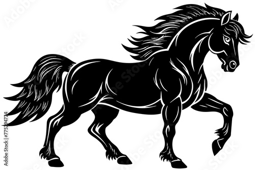 black-muscular-black-stallion-silhouette © Jutish
