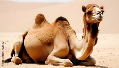 a-camel-resting-with-its-legs-folded-beneath-it-upscaled 2 photo
