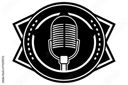 podcast-logo-whit-red-colored-and-black-background vector 
