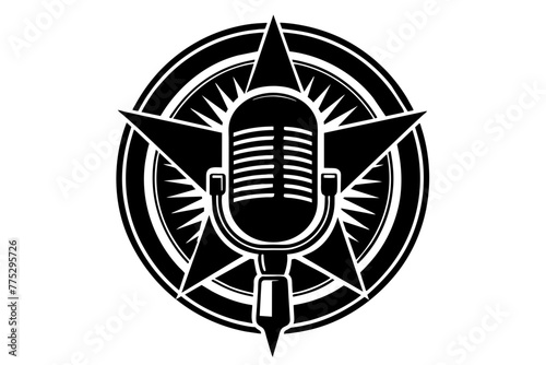 podcast-logo--and-micro-whit-red-colored vector illustration 