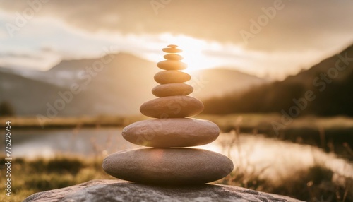 stack of zen stones on nature background