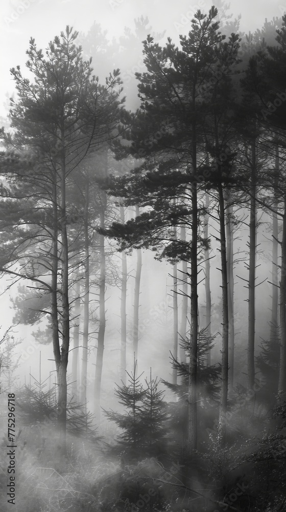 Fototapeta premium fog in the forest landscape.