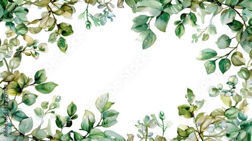 Detailed watercolor painting of green leaves and branches. Perfect for nature-themed designs