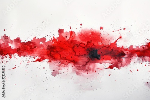 Abstract red paint splatters on a white background. Suitable for artistic and creative projects