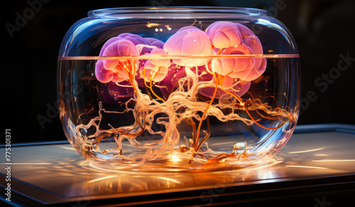 Jellyfish in glass jar with light © Vadim