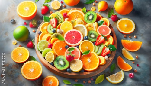 Ein bunter Teller voller Früchte