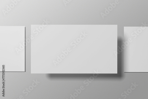 Blank presentation slide mockup top view with one slide flying