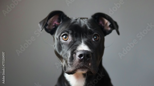American Staffordshire Terrier dog portrait showcasing loyal eyes and attentive expression © Superhero Woozie