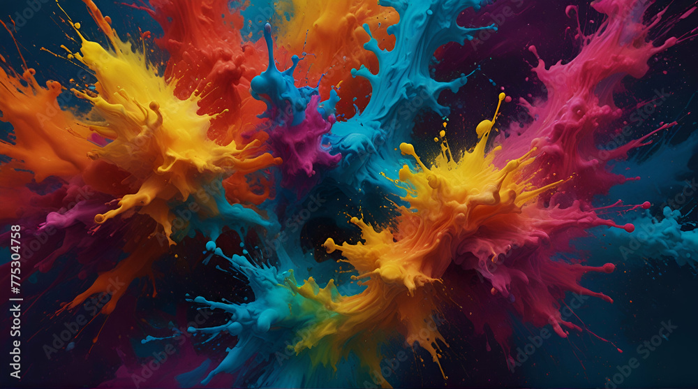 A vivid paint splash swirling mix of colors as two  .Generative AI
