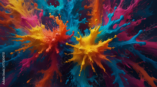 A vivid paint splash swirling mix of colors as two .Generative AI