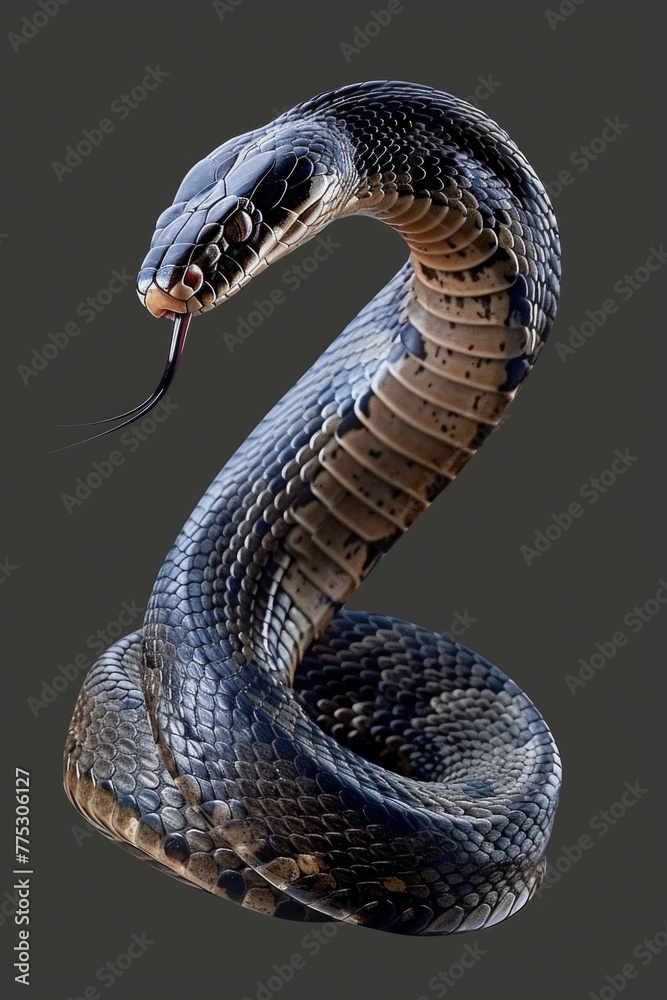 Fototapeta premium A snake showing its threatening behavior. Suitable for wildlife and danger concepts
