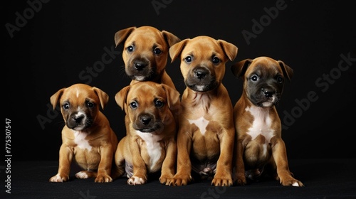 Cute puppies sitting in a row, perfect for pet-related projects