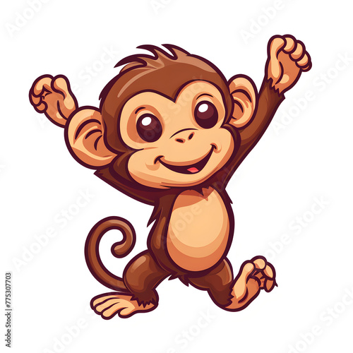Cute Monkey Cartoon Sticker  Kawaii Sticker  Transparent Background