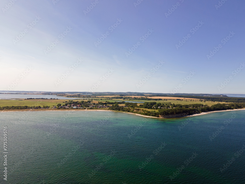 Aerial view of coast on the Island of Rugen in Mecklenberg Vorpommern