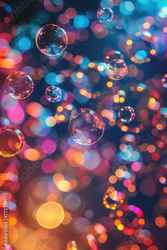Colorful bubbles floating in the air, perfect for a festive atmosphere.