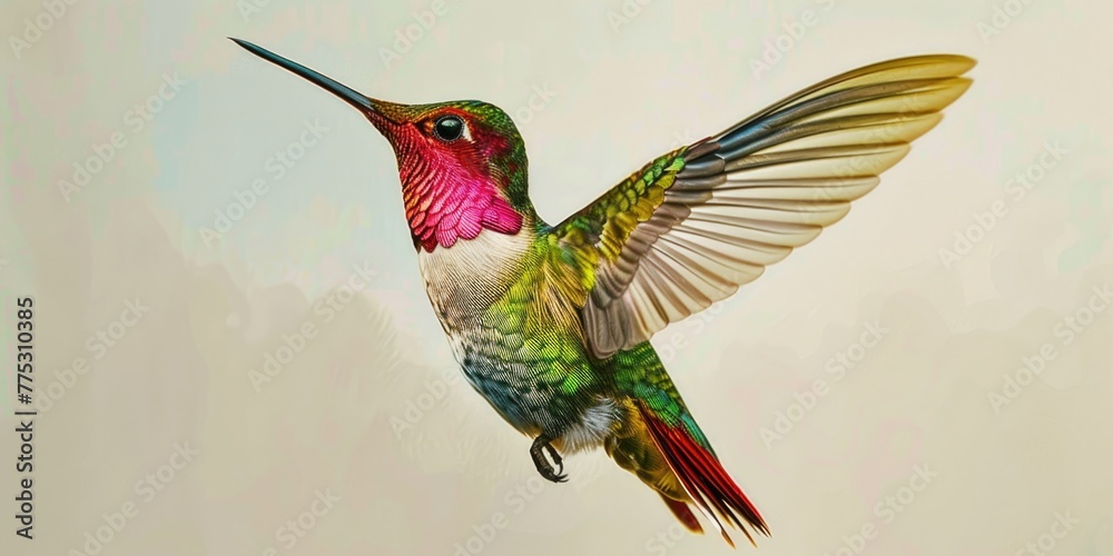 Fototapeta premium A hummingbird flying in the air. Perfect for nature enthusiasts
