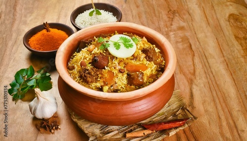 Savor the Flavor: Matka Dum Biryani Accompanied by Yoghurt and Curry