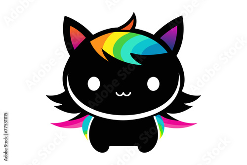 silhouette color image, Kawii Icon, white background
