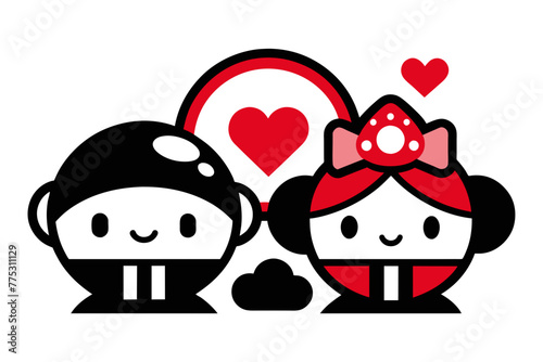 silhouette color image, Kawii Icon, white background