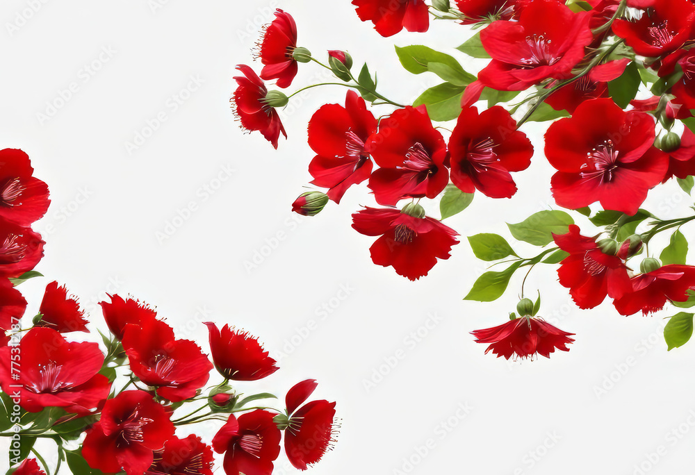 seamless red flowers on a white background. Beautiful multicolor background texture in floral style, seamless red flowers on a white background. Beautiful multicolor background texture in floral style,