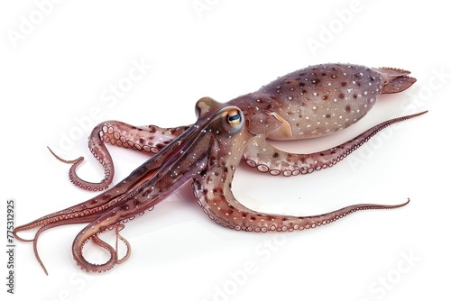 An octopus laying down on a white surface. Perfect for marine life concepts