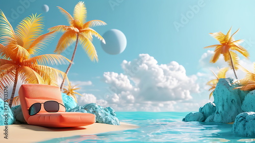 summer theme background on cartoon for summer banner and design. with generative ai photo