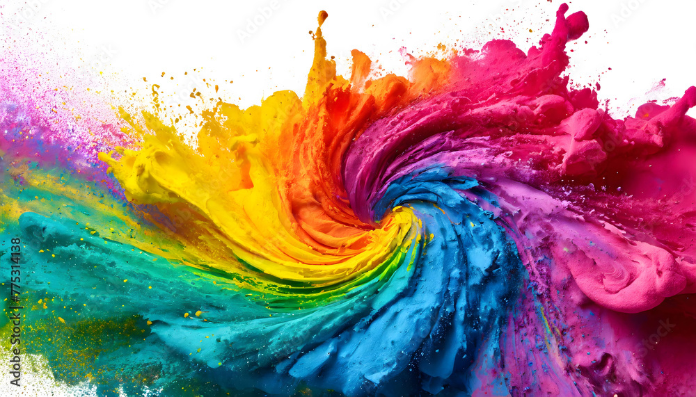 Colorful Whirlwind Explosion: Holi Paint Powder in Rainbow Array
