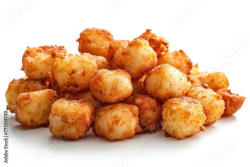 Tater Tot Delight: The Ultimate Junk Food Side Dish. Isolated on a White Background