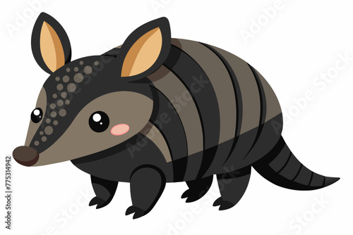 Adorable Armadillo, Kawaii-style. silhouette black vector illustration photo