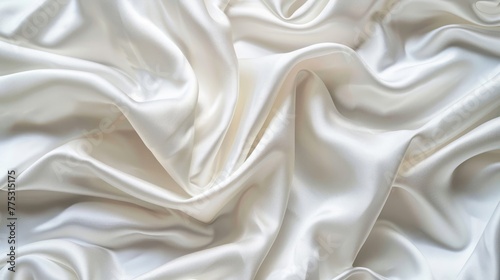 White Satin Jacquard Fabric with Elegant Large Folds - Perfect for Weddings, Wallpapers, and Textured Designs