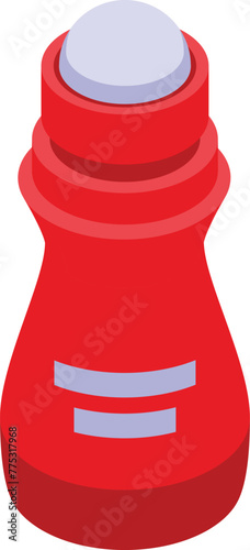 Red roll deodorant icon isometric vector. Fresh cosmetic. Flask sign sweat