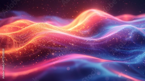 Abstract fluid colorful holographic neon curved waves