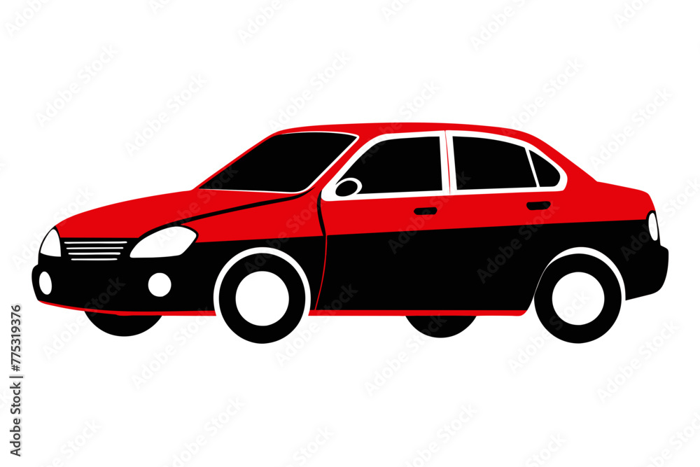 silhouette color image,car white background
