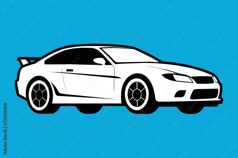 silhouette color image,car white background