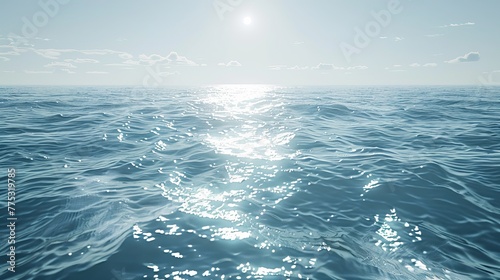 Natural blue sea with sunlight shining on the waves  creating sparkles across a wide view. 