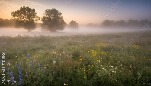 Fog-Rolling-In-Over-A-Field-Of-Wildflowers-Creati- 2
