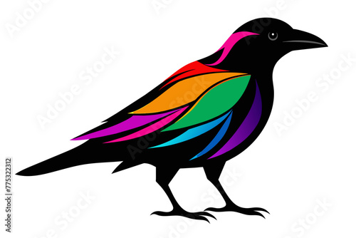 silhouette color image,Crow ,vector illustration,white background