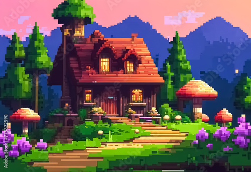 fantasy cottage home pixel art
