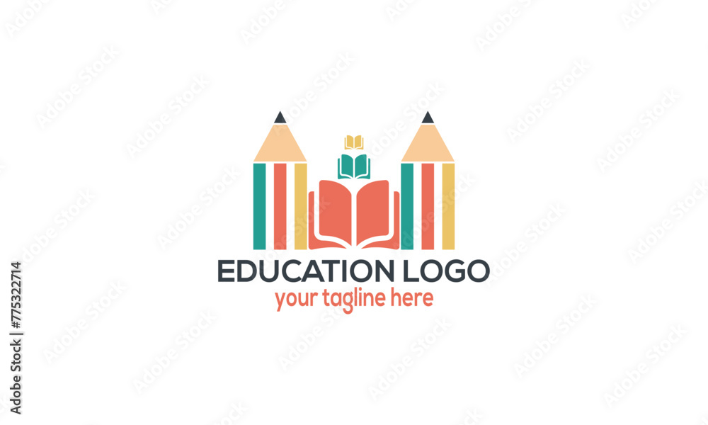 Creative modern Book open like human with cap, success education logo.