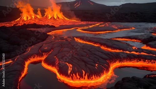 Flames-Dancing-On-The-Surface-Of-A-Lake-Of-Lava-C- 3